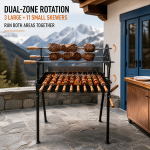 Grill Elettrico Girevole in Acciaio Inossidabile <span class=keywords><strong>per</strong></span> Spiedini e <span class=keywords><strong>Arrosticini</strong></span>, 40 Spiedini Singoli, Automatico, con Controllo Touch di Sicurezza e Sistema Flame Tamer - Product Image 2