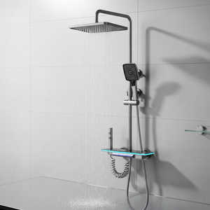 Ensemble <span class=keywords><strong>de</strong></span> douche mural thermostatique en laiton <span class=keywords><strong>de</strong></span> style moderne avec compteur <span class=keywords><strong>d</strong></span>'<span class=keywords><strong>eau</strong></span> numérique, jet pluie, robinets <span class=keywords><strong>de</strong></span> salle <span class=keywords><strong>de</strong></span> bain à génération <span class=keywords><strong>d</strong></span>'énergie 5 - Product Image 1