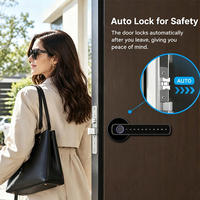 Serrure de porte intelligente Tuya avec mot de passe, carte, application, accès à distance, mot de passe temporaire ou permanent pour porte d'entrée de la maison