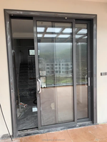 Design minimaliste double portes coulissantes en verre trempé robuste porte coulissante de balcon économe en énergie