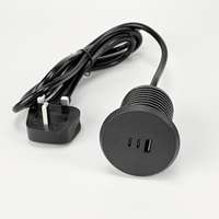 Enchufe USB Inteligente Empotrable Industrial con Toma de Corriente para Escritorio, con Puertos Duales Tipo-C PD de 65W y Corriente Nominal de 3A