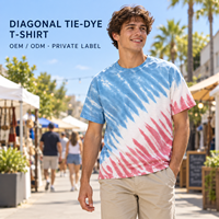 Kaos Tie Dye Diagonal untuk Merek Pakaian Unisex 100% Katun Grosir OEM ODM Produsen Pakaian Label Pribadi