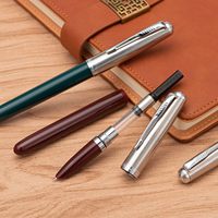 Jinhao 86-Stylo calligraphie en acier inoxydable avec convertisseur d'encre rechargeable, 1 ensemble (3 pièces)