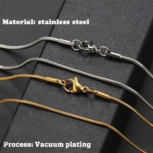 <b>Silver</b> Stainless Steel Italian 18K Rose Gold Jewelry Herringbone 1Mm Round Necklace <b>Choker</b> Snake Bone Chain 5Mm Men - Product Image 3