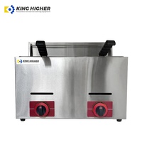 Friteuse commerciale à gaz à double cuve 6L+6L en acier inoxydable, machine à frire industrielle au propane, friteuse à cuve pour restaurant