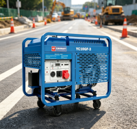 Générateur diesel portable 10 kW, triphasé, 11 kW max, double cylindre, refroidissement par air, châssis ouvert, démarrage électrique