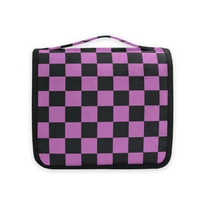 Bolsa de Cosméticos de Viaje Impermeable, Neceser Organizador Morado a Cuadros, Bolsa de Aseo Colgante para Mujeres y Niñas - Product Image 3