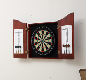Wall Mounted Wooden Cabinet Dartboard Set, 18 Inch Sisal Tournament <strong>Dart</strong> <strong>Board</strong> with <strong>Scoreboard</strong> &amp; 6 Steel Tip <strong>Darts</strong>,for Home/Bar - Product Image 2