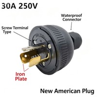 Prise de générateur américaine NEMA L6-30P 30A 250V à verrouillage par torsion, 2 broches en cuivre pur, 1 broche en fer, anti-déchirure, pièces de rechange pour générateur à essence