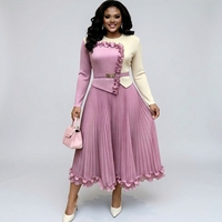 Robe longue plissée pour femme grande taille, coupe trapèze, colorblock, taille haute, style Miyake, avec ceintures, pour soirée, automne, taille XL