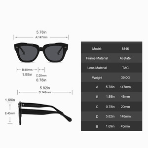 Lunettes de soleil œil-de-chat polarisées surdimensionnées tendance transfrontalière, monture en acétate noir, protection UV400, unisexe, pour la conduite - Product Image 5