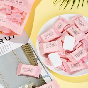 100pcs Mini nén Khăn dùng một lần mặt nén khăn nén tay lau khăn cắm trại xách tay nén đồng xu mô - Product Image 5