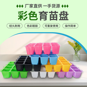 Bandeja de semillero colorida de 12 orificios, reutilizable, de plástico, para jardinería en casa - Product Image 1