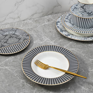 Nouvelles assiettes à dîner en porcelaine de luxe en porcelaine osseuse avec poudre métallique, vaisselle de restaurant, ensembles d'assiettes, plats - Product Image 4