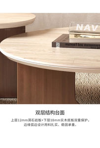 Mesa de centro pequeña circular clásica con tapa de piedra sinterizada, mesa auxiliar duradera para sala de estar para apartamento pequeño - Product Image 5