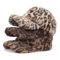 Topi Bisbol Bulu Leopard Vintage Wanita, Bulu Imitasi Tebal Hangat, Pelindung Dingin Luar Ruangan, Topi Musim Dingin Grosir