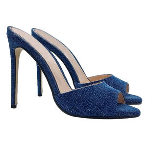 Mavi topuk sandalet sivri nefes astarı hafif yaz yüksek topuk katır yüksekliği artan katır - Product Image 2