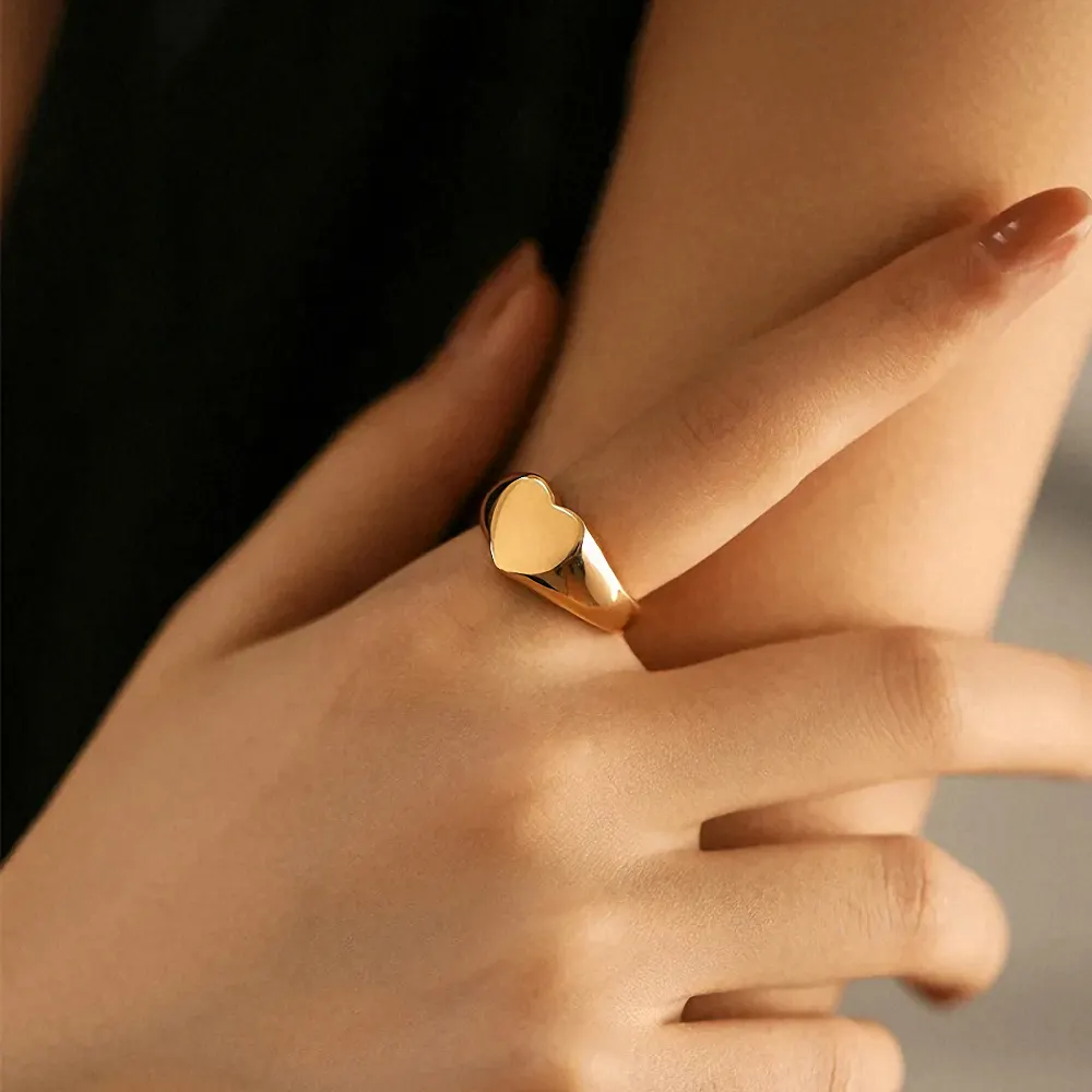 Модное изящное 316 из нержавеющей стали, женское золотое и серебряное ювелирное изделие 18 карат, обручальное кольцо в форме сердца, минималистское кольцо