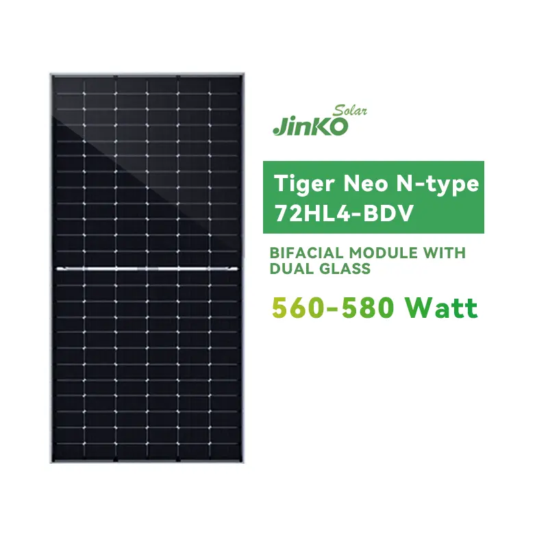 Bảng điều khiển năng lượng mặt trời Jinko N loại 72hl4-bdv 570W 575W 580W 585W 590 W Jinko kính kép hai mặt mô-đun bảng điều khiển năng lượng mặt trời 560 570 580 590 Watt