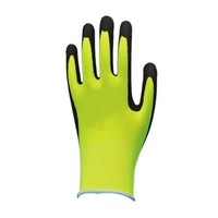 Gants de travail U Smile en nitrile jaune fluorescent 15 jauges, enduits de sable, paume noire antidérapante, respirants, de sécurité