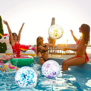 Pelota <span class=keywords><strong>de</strong></span> Playa <span class=keywords><strong>de</strong></span> <span class=keywords><strong>Plástico</strong></span> con Lentejuelas, Juguete Acuático <span class=keywords><strong>para</strong></span> Exteriores, Ultra <span class=keywords><strong>Transparente</strong></span>, Brillante, Inflable, Venta al Por Mayor Internacional - Product Image 2