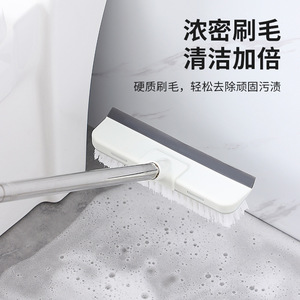 Bathroom <b>Floor</b> <b>Brush</b> With Squeegee Long Handle Stiff Bristle Tile Cleaning Tool - Product Image 4