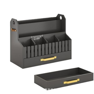 Bamboo Mail Organizer Desktop <b>Storage</b> <b>Box</b> With <b>Drawer</b> For Office Supplies And Household Gadgets - Product Image 5