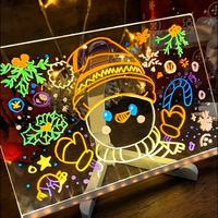 Tableau d'affichage LED en acrylique pour enfants, surface effaçable à sec lumineuse, option de personnalisation, lumière interactive pour Noël