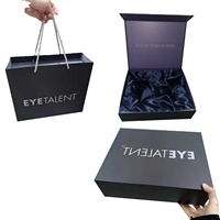 Boîtes rigides pliables magnétiques violettes Emballage de cheveux de luxe Coffrets cadeaux doublés de satin avec ensemble de sacs