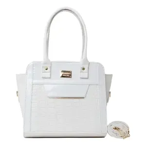 Bolso de Playa de Lujo Blanco para Mujer Fana Amira M3747 27x23x13 cm con Cierre Abierto y Asa Única, Bolso Casual - Product Image 3