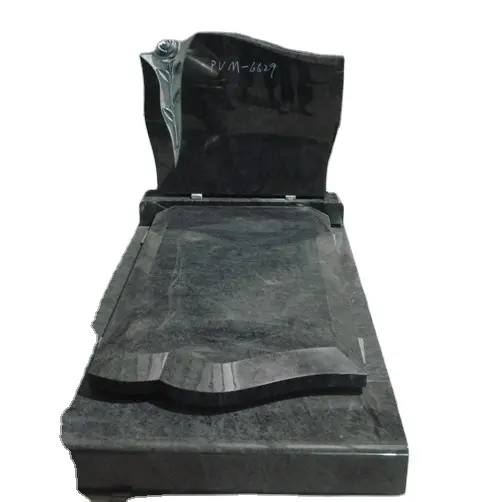 Polished black granite tombstone on promotion customized design monuments