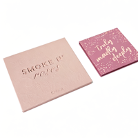 Palette de fards à paupières rose 30 couleurs en forme de livre, gaufrée et débossée, avec boîte rigide doublée d'éponge, cartes de visite, logo estampé à chaud en or
