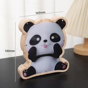 Hucha de madera con forma de panda, 180 mm de altura, para guardar monedas, regalo para niños - Product Image 1
