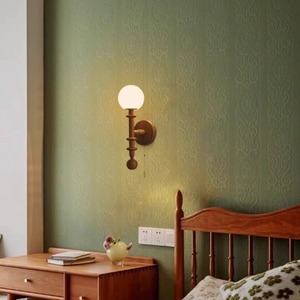 Wall Lamp Wooden Wall Light Led E27 Bulb Base Switch Control For Bedroom Living Room Corridor Lighting - Product Image 4