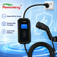 Chargeur EV portable 3,5 kW 16A Mode 2 Type 2 230Vac monophasé avec courant réglable, RCD, écran LCD et câble de 5 m pour la recharge à domicile ou au garage