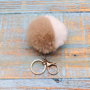 Soft Custom Pompom Schlüssel anhänger Zubehör für Frauen Tasche Oem Puff Ball Pelz Chaveiro 8cm Pom Schlüssel ring Mädchen Bulk Poms Schlüssel bund - Product Image 4