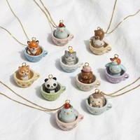 Pendentif animalier en cuivre peint, breloque marguerite mignonne, porte-clés mousqueton, pendentif animalier tendance panda renard, bijoux fantaisie