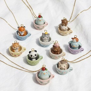 Colgante de animal pintado en cobre, bonito dije de margarita, llavero con mosquetón, adorable panda y zorro, tendencia de moda, joyería colgante para mascotas - Product Image 4