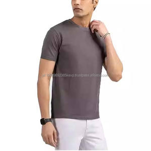 Camiseta de Cuello Redondo de Manga Corta de Algodón Puro de 270 g, Tejido de Punto, Color Sólido, Personalizada con Impresión, para Hombre, con Fibra de Algodón y Bambú - Product Image 1