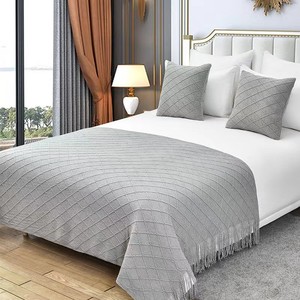 Manta de punto personalizada con borlas, diseño de diamante grande, gruesa, de alta gama, para oficina, sofá o cama, de lujo, al por mayor - Product Image 6