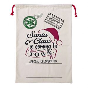 Sacs cadeaux de Noël 2026 en toile avec cordon de serrage, sacs promotionnels du Père Noël pour les fêtes - Product Image 1