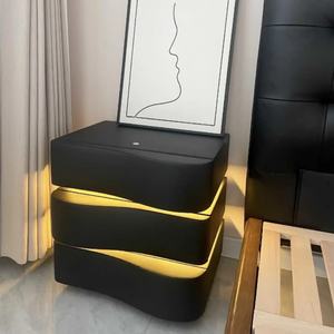 Table de chevet intelligente Zxm Home, table de chevet moderne en bois avec lumière tactile, 2 ou 3 tiroirs, meubles de chambre à coucher - Product Image 6