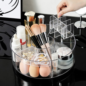Rotating Cosmetic Storage Box Transparent Compartmentalized <b>Shelf</b> For Makeup Brushes Lipstick Eyeshadow <b>Desktop</b> Organizer - Product Image 2