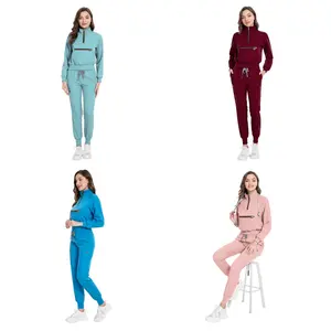 Jinteng Unisex Long-Sleeved Casual Stretch Nurse Uniform Surgical Gown Suit Hand Wash Clothes Split Design Doctor Operating Room