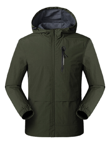 Áo khoác một lớp nam mùa xuân thu, Áo gió có mũ trùm đầu ngoài trời màu trơn cho nam, Bộ đồ leo núi hợp thời trang cho nam - Product Image 3