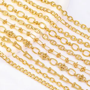 Waterproof 18K Gold Vacuum Stainless Steel Jewelry Chain Necklace Bracelet Metal Chain DIY Jewelry Making