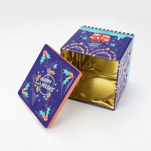 Latas de metal de regalo de Navidad personalizadas al por mayor con diseños bonitos para galletas y dulces - Product Image 2