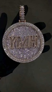 จี้สร้อยคอรูปเหรียญทรงกลมแบบ Iced Out ผลิตในอินเดีย ประดับเพชรระยิบระยับ สไตล์ฮิปฮอป เครื่องประดับแฟชั่นสำหรับขาย - Product Image 4