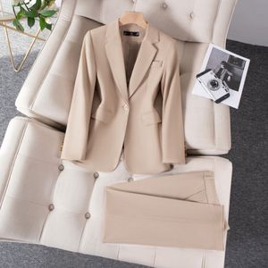 Women's Suit Set Khaki Polyester Formal Spring Full Sleeve Anti-Wrinkle Work Uniform - Product Image 1