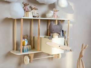 Hildreny-Soporte de madera para estantería, patrón de estilo aeroplano - Product Image 3